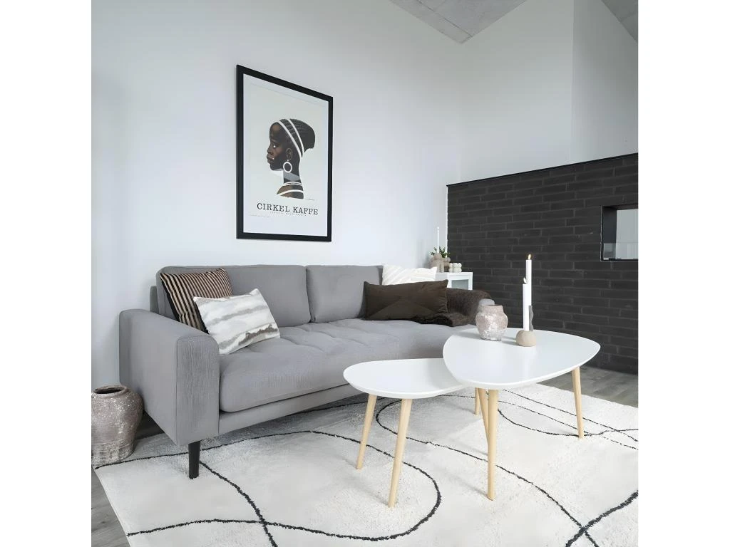 BEANNY - Table Basse Grand Modèle Forme Ovale Plateau MDF Blanc Pieds En Hévéa Naturel 6 BEANNY - Table Basse Grand Modèle Forme Ovale Plateau MDF Blanc Pieds En Hévéa Naturel – Image 4