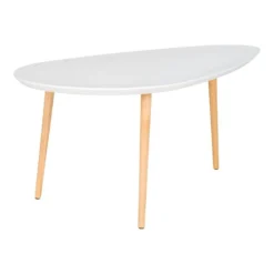 BEANNY - Table Basse Grand Modèle Forme Ovale Plateau MDF Blanc Pieds En Hévéa Naturel 11 BEANNY - Table Basse Grand Modèle Forme Ovale Plateau MDF Blanc Pieds En Hévéa Naturel -Pas Cher Mobiliora Magasin table basse 22718999