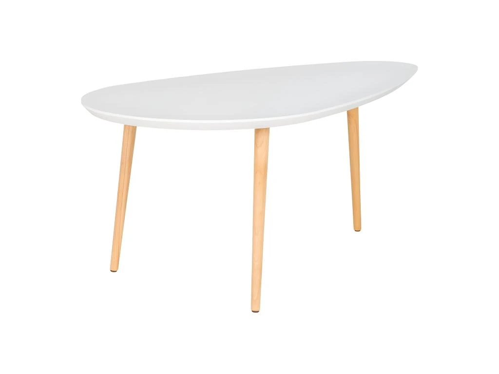 BEANNY - Table Basse Grand Modèle Forme Ovale Plateau MDF Blanc Pieds En Hévéa Naturel 7 BEANNY - Table Basse Grand Modèle Forme Ovale Plateau MDF Blanc Pieds En Hévéa Naturel – Image 5