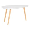 BEANNY - Table Basse Petit Modèle Forme Ovale Plateau MDF Blanc Pieds En Hévéa Naturel -Pas Cher Mobiliora Magasin table basse 22719003
