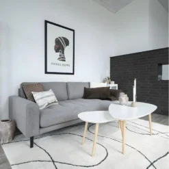 BEANNY - Table Basse Petit Modèle Forme Ovale Plateau MDF Blanc Pieds En Hévéa Naturel -Pas Cher Mobiliora Magasin table basse 22719009