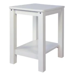 Table D'appoint Table De Chevet En Bois Blanc Hauteur 74 Cm TABA06007