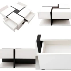 Table Basse - 4 Tiroirs - Espace De Rangement En Bas - 78*78*36cm - Blanc -Pas Cher Mobiliora Magasin table basse 22758203