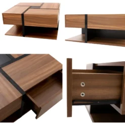 Table Basse - 4 Tiroirs - Espace De Rangement En Bas - 78*78*36cm - Naturel -Pas Cher Mobiliora Magasin table basse 22758223