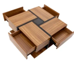 Table Basse - 4 Tiroirs - Espace De Rangement En Bas - 78*78*36cm - Naturel -Pas Cher Mobiliora Magasin table basse 22758225