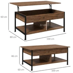 Table Basse Relevable - étagère Inférieure, Coffre De Rangement - Dim. 100L X 80l X 60H Cm - Aspect Bois Rustique Noir 9 Table Basse Relevable - étagère Inférieure, Coffre De Rangement - Dim. 100L X 80l X 60H Cm - Aspect Bois Rustique Noir -Pas Cher Mobiliora Magasin table basse 22963093