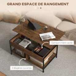 Table Basse Relevable - étagère Inférieure, Coffre De Rangement - Dim. 100L X 80l X 60H Cm - Aspect Bois Rustique Noir 10 Table Basse Relevable - étagère Inférieure, Coffre De Rangement - Dim. 100L X 80l X 60H Cm - Aspect Bois Rustique Noir -Pas Cher Mobiliora Magasin table basse 22963095