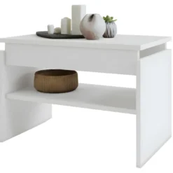 Table Basse Rectangle 2 Niches Blanche 54 Cm 10 Table Basse Rectangle 2 Niches Blanche 54 Cm -Pas Cher Mobiliora Magasin table basse 22969415