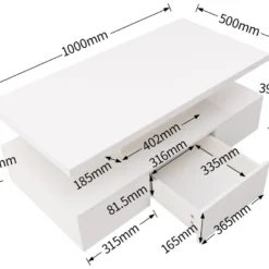 Table Basse Avec Tiroir Et LED - Finition Brillante - Blanc -Pas Cher Mobiliora Magasin table basse 22970163