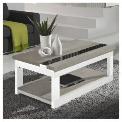 Table Basse Relevable Chêne Clair/Bois Blanc - UPTI