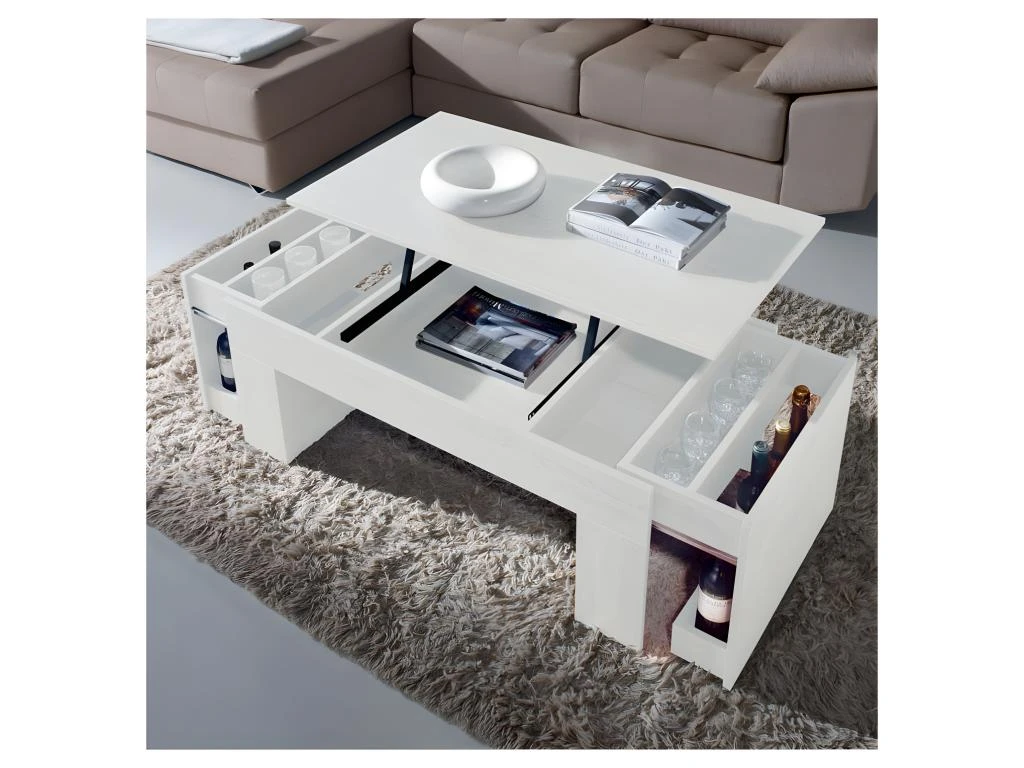 Table Basse Relevable Bois Blanc - MOLY 4 Table Basse Relevable Bois Blanc - MOLY – Image 2