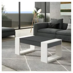 Table Basse Relevable Chêne Gris/Bois Blanc - PLAMOR