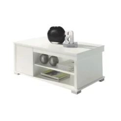 Table Basse Blanche Relevable 2 Tiroirs - ESSA