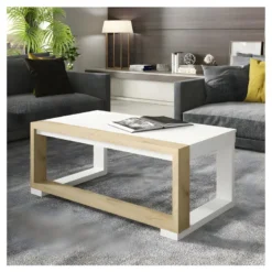Table Basse Relevable Bois Blanc/Chêne Blond - UPTU