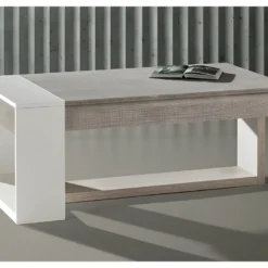 Table Basse Relevable Chêne Clair/Blanc - ESTEBAN