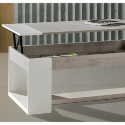 Table Basse Relevable Chêne Clair/Blanc - ESTEBAN -Pas Cher Mobiliora Magasin table basse 22993703