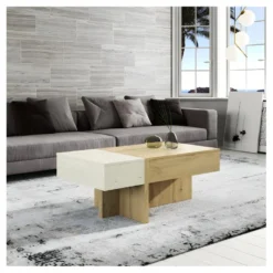 Table Basse Relevable Bois Blanc/Chêne Blond - AJAR