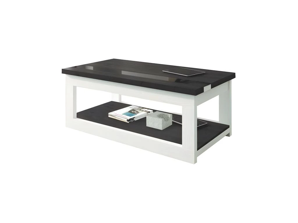 Table Basse Relevable Bois Blanc/Bois Noir - UPTI 3 Table Basse Relevable Bois Blanc/Bois Noir - UPTI