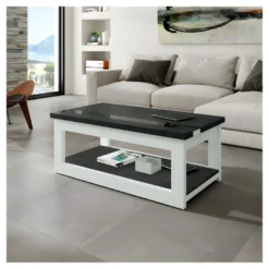 Table Basse Relevable Bois Blanc/Bois Noir - UPTI 7 Table Basse Relevable Bois Blanc/Bois Noir - UPTI -Pas Cher Mobiliora Magasin table basse 22993741
