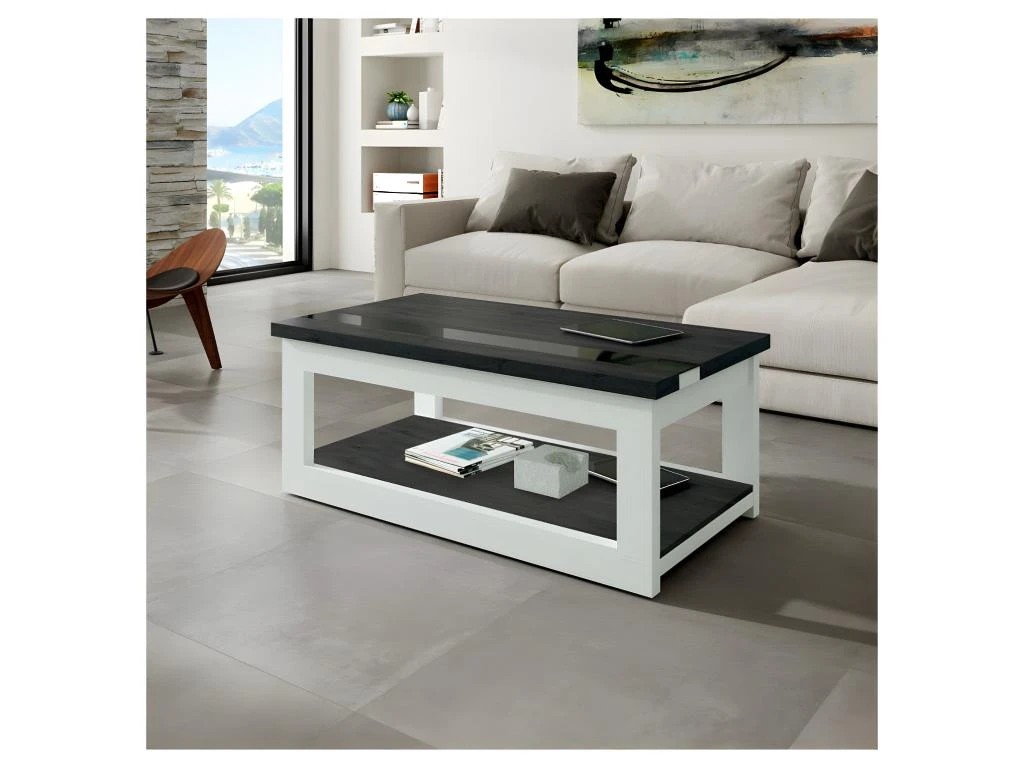 Table Basse Relevable Bois Blanc/Bois Noir - UPTI 4 Table Basse Relevable Bois Blanc/Bois Noir - UPTI – Image 2