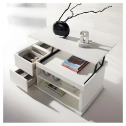 Table Basse Blanche Relevable 4 Tiroirs - NESE 9 Table Basse Blanche Relevable 4 Tiroirs - NESE -Pas Cher Mobiliora Magasin table basse 22993831