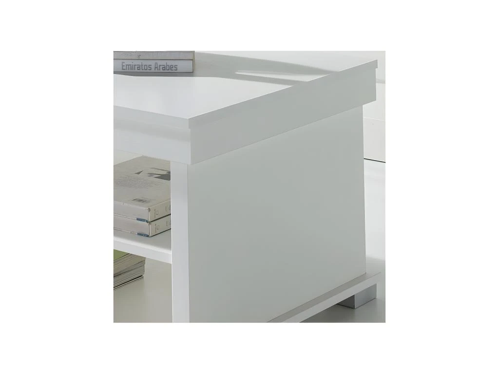 Table Basse Blanche Relevable 4 Tiroirs - NESE 7 Table Basse Blanche Relevable 4 Tiroirs - NESE – Image 5