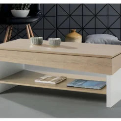 Table Basse Relevable Chêne Blond/Bois Blanc - BERLIOSE