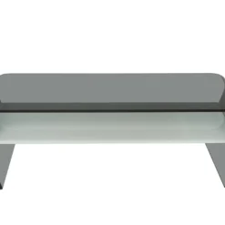 Table Basse - Verre Trempé Noir - Tablette Blanche Laquée - KELLY -Pas Cher Mobiliora Magasin table basse 241613