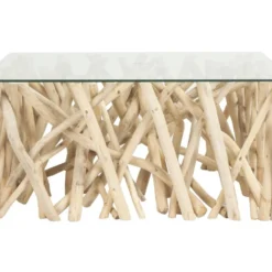 Table Basse En Verre Trempé Et Teck - Coloris : Naturel - GAYANA -Pas Cher Mobiliora Magasin table basse 2481857