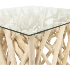 Table Basse En Verre Trempé Et Teck - Coloris : Naturel - GAYANA -Pas Cher Mobiliora Magasin table basse 2481871