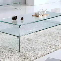 Table Basse STILEOS - Double Plateau - Verre Trempé