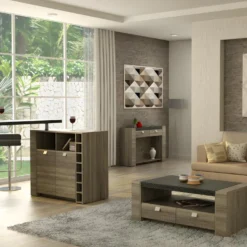 Table Basse METEORITE - 2 Tiroirs - MDF Plateau Effet Granite -Pas Cher Mobiliora Magasin table basse 267865