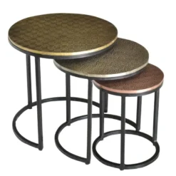 Tables Basses Gigognes BELAMI - Motifs Sculptés - Métal - Coloris : Doré, Argent, Cuivre 10 Tables Basses Gigognes BELAMI - Motifs Sculptés - Métal - Coloris : Doré, Argent, Cuivre -Pas Cher Mobiliora Magasin table basse 297391