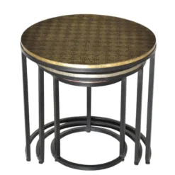 Tables Basses Gigognes BELAMI - Motifs Sculptés - Métal - Coloris : Doré, Argent, Cuivre 9 Tables Basses Gigognes BELAMI - Motifs Sculptés - Métal - Coloris : Doré, Argent, Cuivre -Pas Cher Mobiliora Magasin table basse 297395