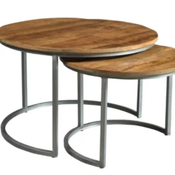 Tables Basses Gigognes QUETZAL - Bois De Manguier & Métal