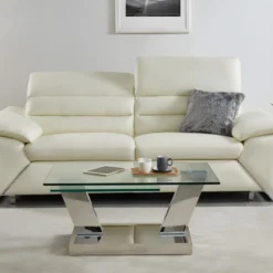 Table Basse Avec Plateaux Pivotants OYRUS - Verre Trempé & Métal -Pas Cher Mobiliora Magasin table basse 300757