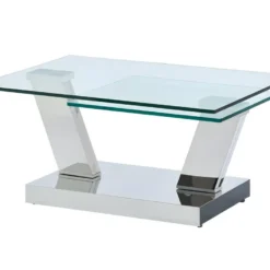 Table Basse Avec Plateaux Pivotants OYRUS - Verre Trempé & Métal -Pas Cher Mobiliora Magasin table basse 300765