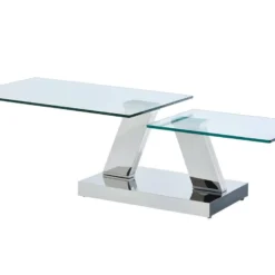 Table Basse Avec Plateaux Pivotants OYRUS - Verre Trempé & Métal -Pas Cher Mobiliora Magasin table basse 300767