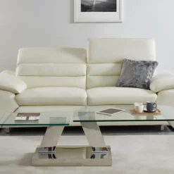 Table Basse Avec Plateaux Pivotants OYRUS - Verre Trempé & Métal -Pas Cher Mobiliora Magasin table basse 300773