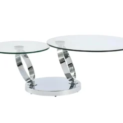 Table Basse Avec Plateaux Pivotants - Verre Trempé Et Métal - JOLINE 17 Table Basse Avec Plateaux Pivotants - Verre Trempé Et Métal - JOLINE -Pas Cher Mobiliora Magasin table basse 302593
