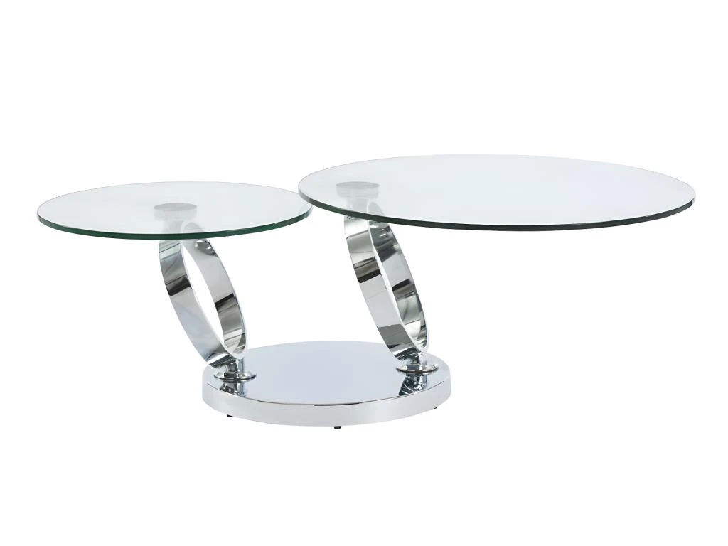 Table Basse Avec Plateaux Pivotants - Verre Trempé Et Métal - JOLINE 8 Table Basse Avec Plateaux Pivotants - Verre Trempé Et Métal - JOLINE – Image 6