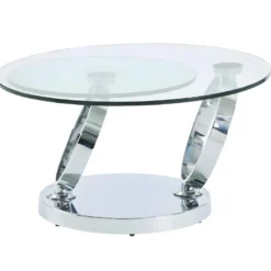 Table Basse Avec Plateaux Pivotants - Verre Trempé Et Métal - JOLINE 18 Table Basse Avec Plateaux Pivotants - Verre Trempé Et Métal - JOLINE -Pas Cher Mobiliora Magasin table basse 302595