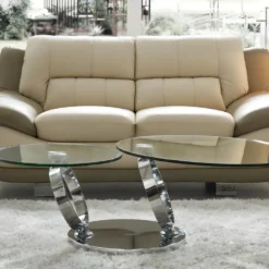 Table Basse Avec Plateaux Pivotants - Verre Trempé Et Métal - JOLINE 21 Table Basse Avec Plateaux Pivotants - Verre Trempé Et Métal - JOLINE -Pas Cher Mobiliora Magasin table basse 302605