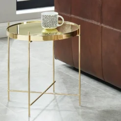 Table D'appoint MARCIA - Miroir & Métal - Doré