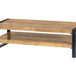 Table Basse HARLEM - Double Plateau - Bois De Manguier Et Métal -Pas Cher Mobiliora Magasin table basse 342591