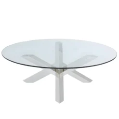 Table Basse Ronde LEONORA - Verre Trempé Et Pieds Croisés En Acier 9 Table Basse Ronde LEONORA - Verre Trempé Et Pieds Croisés En Acier -Pas Cher Mobiliora Magasin table basse 352189