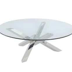 Table Basse Ronde LEONORA - Verre Trempé Et Pieds Croisés En Acier 8 Table Basse Ronde LEONORA - Verre Trempé Et Pieds Croisés En Acier -Pas Cher Mobiliora Magasin table basse 352191