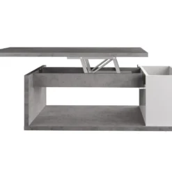 Table Basse ALDANA - Plateau Relevable - Bois & MDF - Béton Et Blanc 11 Table Basse ALDANA - Plateau Relevable - Bois & MDF - Béton Et Blanc -Pas Cher Mobiliora Magasin table basse 354005