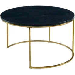 Tables Basses Gigognes ANGELA De Pascal MORABITO - Marbre Noir Et Métal Doré -Pas Cher Mobiliora Magasin table basse 356953