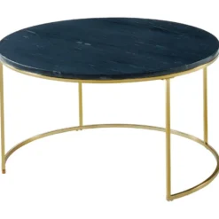 Tables Basses Gigognes ANGELA De Pascal MORABITO - Marbre Noir Et Métal Doré -Pas Cher Mobiliora Magasin table basse 356955